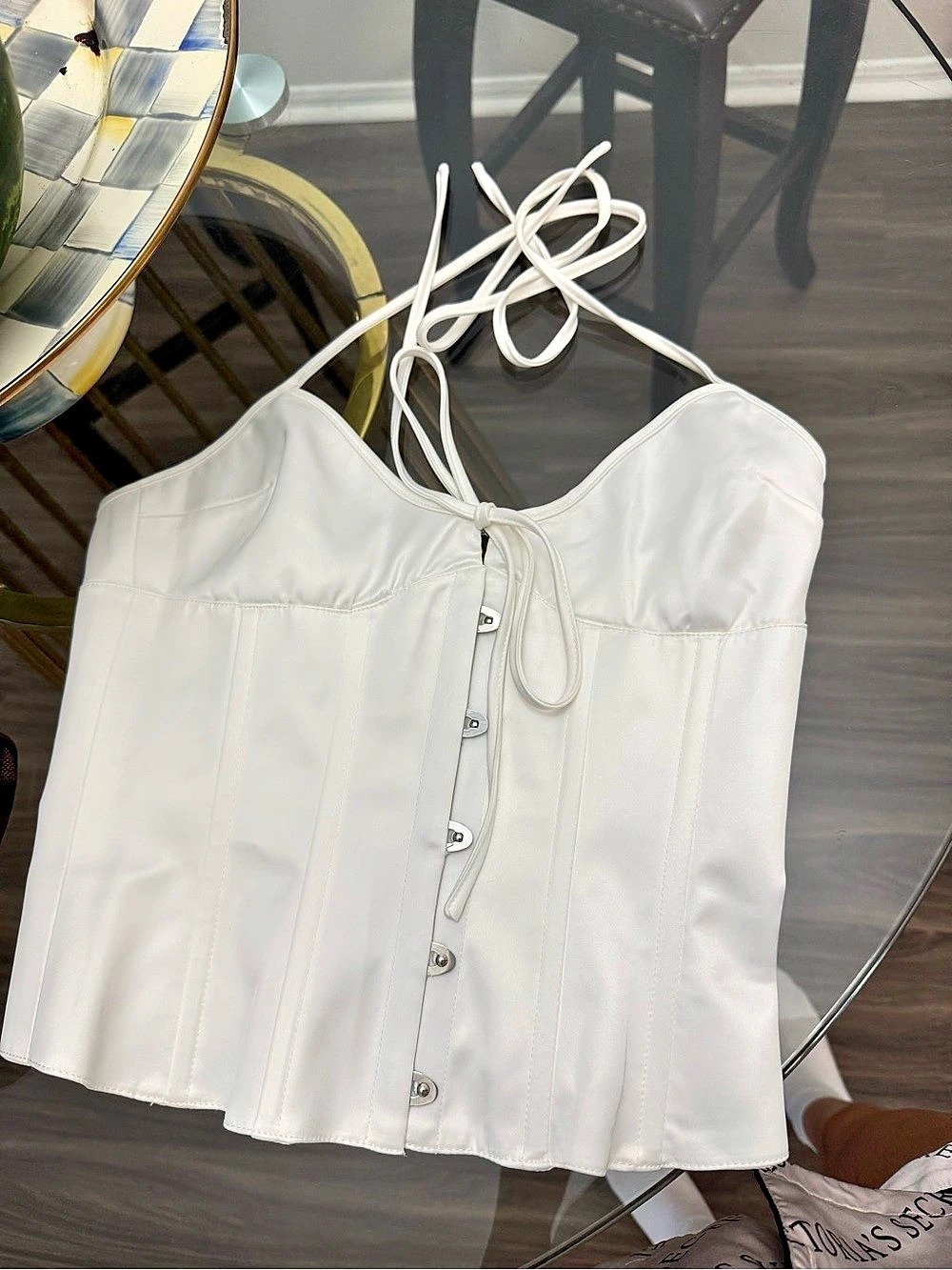 Guizio White Lace-Up Corset
